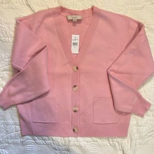 LOFT pink cropped Cardigan